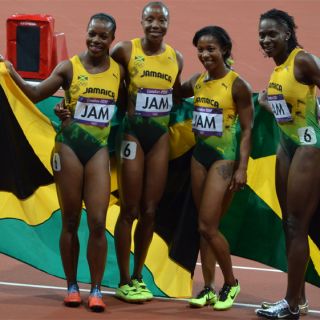 Jamaica’s gold winning 4x100m ladies